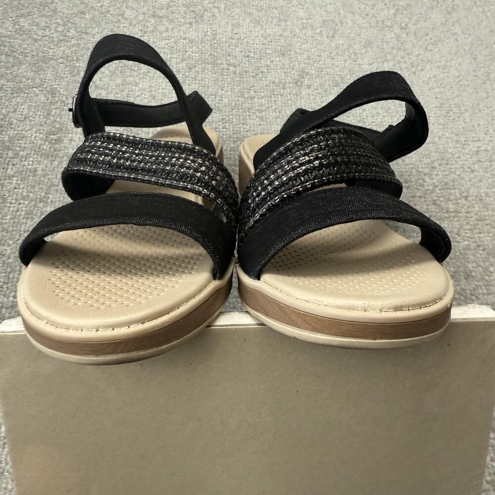 Bzees Sandals Womens Size 9W Black Bravo Strappy Wedge Platform Comfort Elastic - Picture 11 of 12